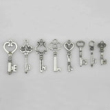 6 Skeleton Key Pendants Antiqued Silver Assorted Steampunk Charms Wedding Keys Charms