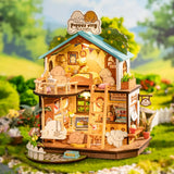 Rolife Puppy's Cozy Villa Dollhouse DIY Miniature House with LED Toys Xmas Gifts Model