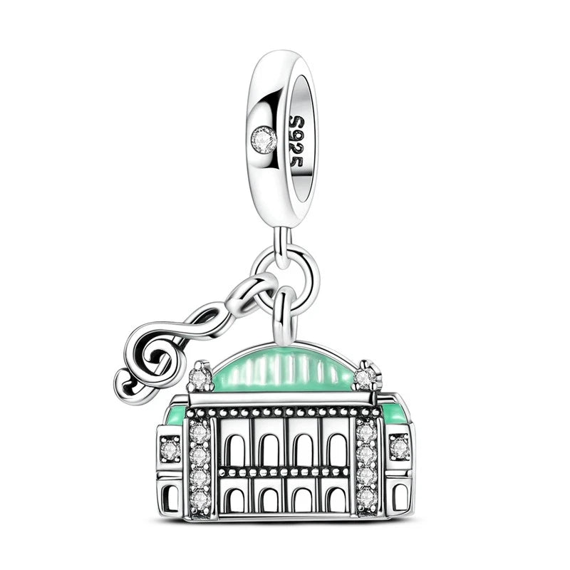 MULA European 925 Sterling Silver Charm Vienna Opera House For Women Bracelet Charms