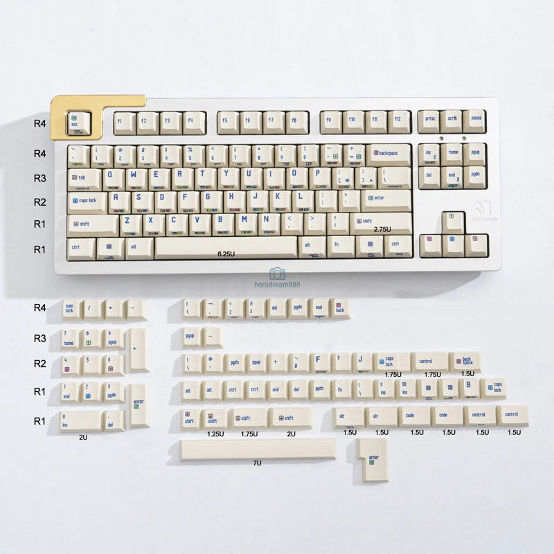 C64 Theme Keycap Side Engraving PBT 153 keycaps Dye-sub for Cherry MX Keyboard Model