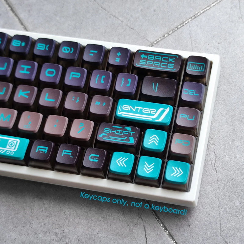 Gray Cyan Technological Keycap set PBT Pudding 126key for MX Mechancial Keyboard Model