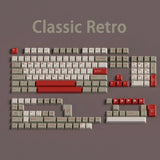 Retro Beige Cherry Profile ABS Doubleshot Keycap Set With Red Legends Model