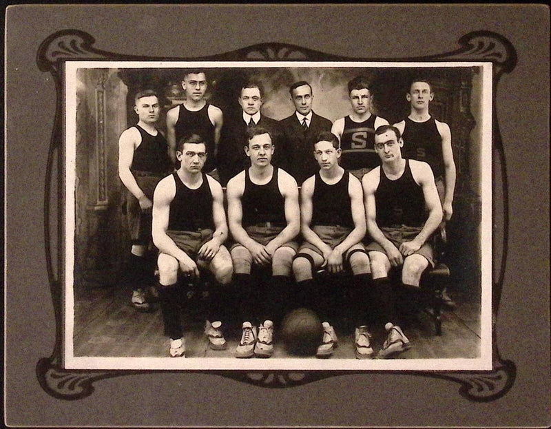 1897 Sunbury PA Men's Basketball Team Photo on Board Northumberland County Model