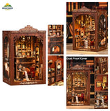 ISSEVE Book Nook Kit, Library Booknook Kits Dollhouse Bookshelf Decoration Model