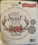 Dimensions Counted Cross Stitch Kit HOME SWEET HOME Personalize w/ Family Name Model