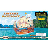 3D Wooden Puzzles, Model Self  Assembly DIY Creative Toy Ancient Sailboat Model