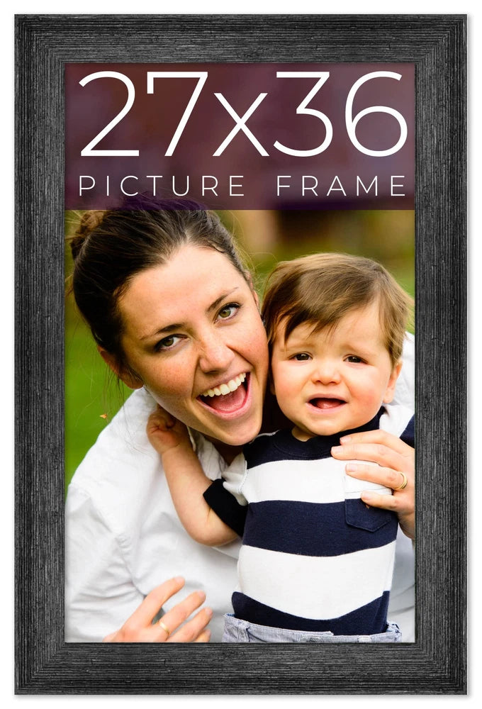 27x36 Frame Black Real Wood Picture Frame Width 1.5 inches | Interior Frame Dept Model