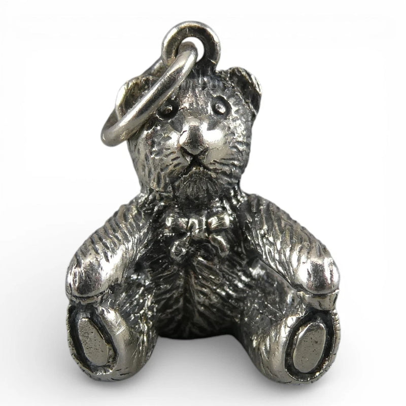 Sterling Silver Teddy Bear Charm for Bracelet Arms Down Vintage Small Pendant Charms