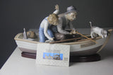 LLADRO Fishing with Gramps 5215 Boat Figurine w/ Base Read! Model