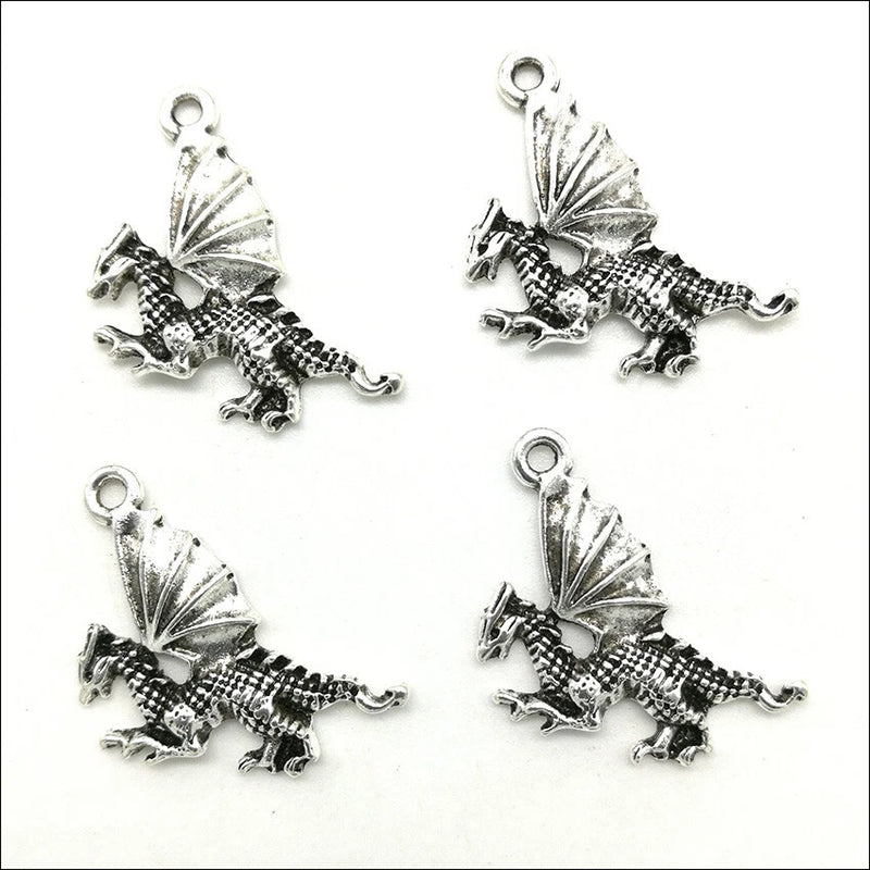 Wholesale 50pcs flying dragon antique silver charms pendant jewelry DIY 21x23mm Charms