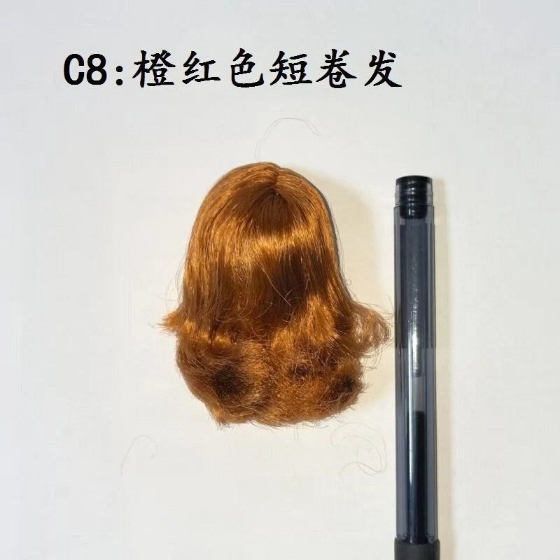 1/6 Female Orange Red Short Curly Wig Model Fits for 12" Action Figure Head Model