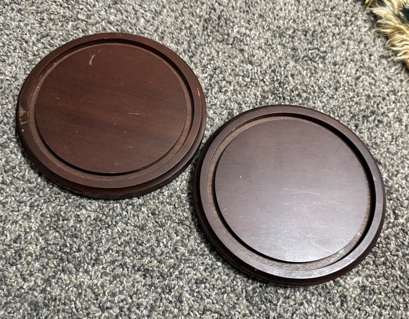 Round Wood Display Stand Base With Recessed Ring Tripar Taiwan Set Of 2 Model