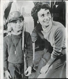 1962 Press Photo May Gazenave and Son Craig Board Plane to Guantanamo Naval Base Model