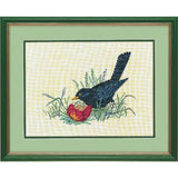 Eva Rosenstand counted cross stitch kit "Black bird and apple", 24x30cm, DIY Model