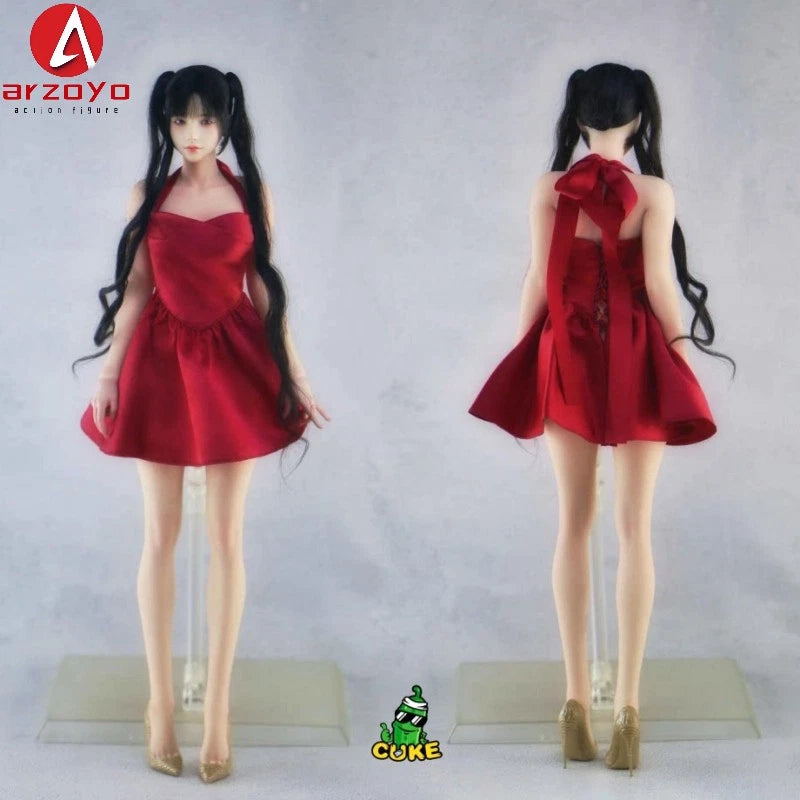 CUKE TOYS 1/6 Female Red Satin Halter Dress Model Fit 12'' VCD01 TBL PH Figures Model