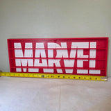 Marvel Logo Doorables Shelf Display | Red White Wall Mount Mini Figure Shelf Model
