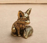 1PCS Brass Fox Animal Statue Small Sculpture Tabletop Figurine Home Decor Gifts Model
