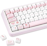118-Key PBT Pink Cat Theme Dye-Sublimation MOA Profile Keycaps | Cute Custom Model