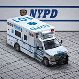 1:64 596 White E450 Ambulance Police Emergency Van Model Diecast Metal Car.. Model