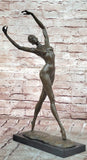 Elegant Bronze Dancer Sculpture Signed Cesaro Modern Art Figurine Display Model