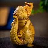 Boxwood Carved Figurine Handheld Decor Wooden Display Ornament 7cm Model