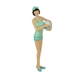 Graceful Brunette Retro Bathing Beauty Figurine ¨C Sage Green Swimsuit, Beach Model