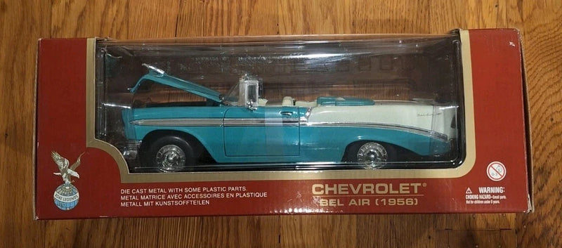 Chevy Bel Air 1956 Convertible 1/18 Die Cast Model Car Road Legends blue/white Model
