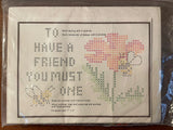 Vintage NIP Artcraft Concepts Bee A Friend Cross Stitch 9841-1 Craft Kit + Frame Model