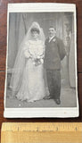 Photo on Board, Wedding Couple, Ornamental Veil, Groom Handlebar Moustache, NY Model