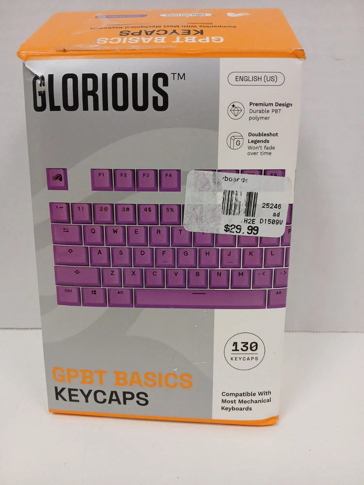 Glorious GPBT Basics Doubleshot PBT Purple Keycaps - 130 Count Model