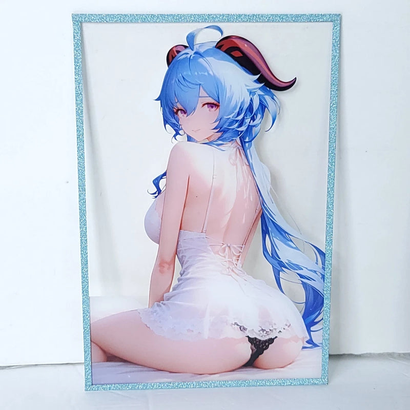 Gan Yu Waifu Card Anime Clear Acrylic Glitter Girl Wall Art Oversized Board A5 Model