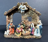 Small Resin Nativity Stable Figurine Handpainted Angel, Holy Family, Wise Men 4" Model