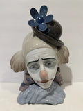 Lladro #5130 PENSIVE CLOWN Figurine Clown Bust Bowler Hat Large 1982 Retired! Model