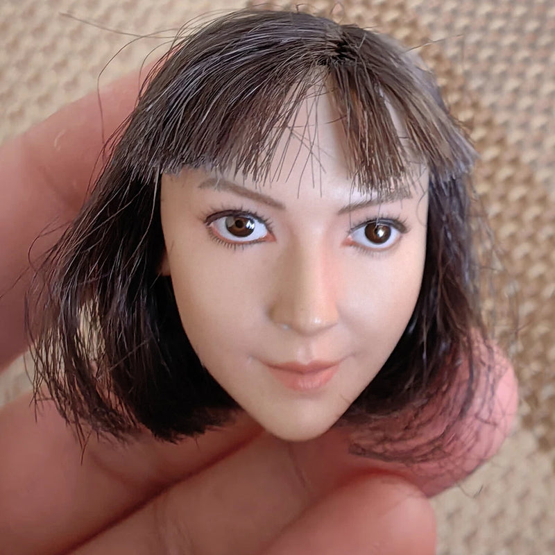 1:6 Female Model Asia Girl Head Carved Fit 12" TBLeague Suntan Action Figures Model