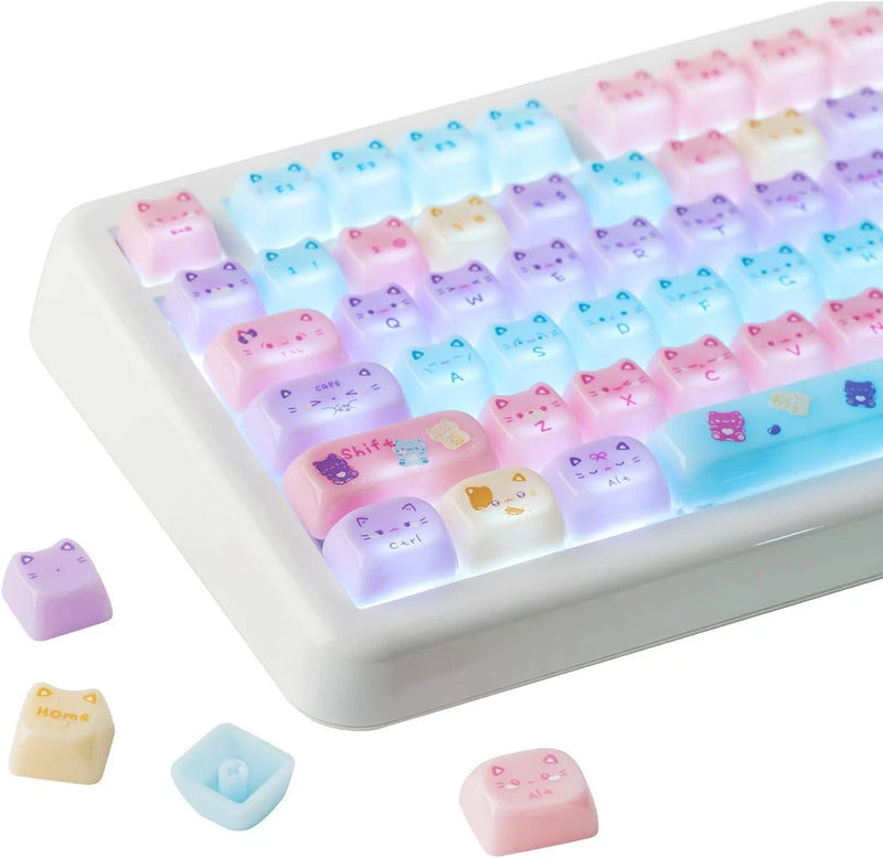 Cute Cat Keycaps Set, Mao Profile, Cat Shape | PC Keycap for MX Switch Mechanica Model
