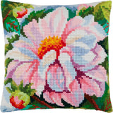 DIY Printed Cross-Stitch Cushion Kit "Dahlia", 16x16" / 40x40 cm Model