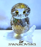 ?? Swarovski Crystal 2009 "Feathered Beauties", Golden Teak Owl Figurine, NIB Model