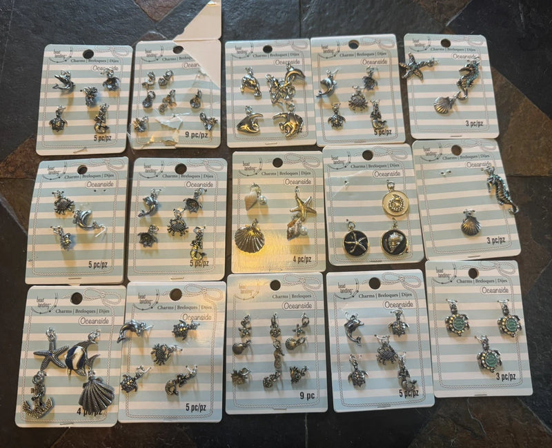 68 Bead Charms Jewelry Making Craft Lot Beads Stones Accents Charms Seashells Charms