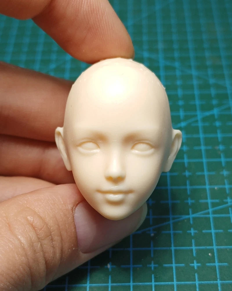 1/6 Scale Unpainted Smile Loli Face Head Carving Sculpt Model Toys Model
