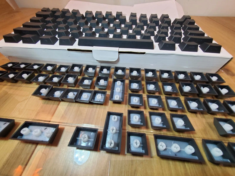 130 PBT Keycaps Black Side Print ALL CAPITOL LETTERS Minimalist Low Profile New Model