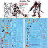 for PG 1/60 MBF-P02 Astray Red Frame Model D.L Water Slide Pre-cut Decal Sticker Model