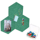 3Pcs Self Adhesive Hexagon Felt Cork Board Tiles with 30 Push Pins, Green Model