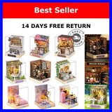 Mini Dollhouse DIY Kit Wooden Bedroom Model Assembly Craft Model
