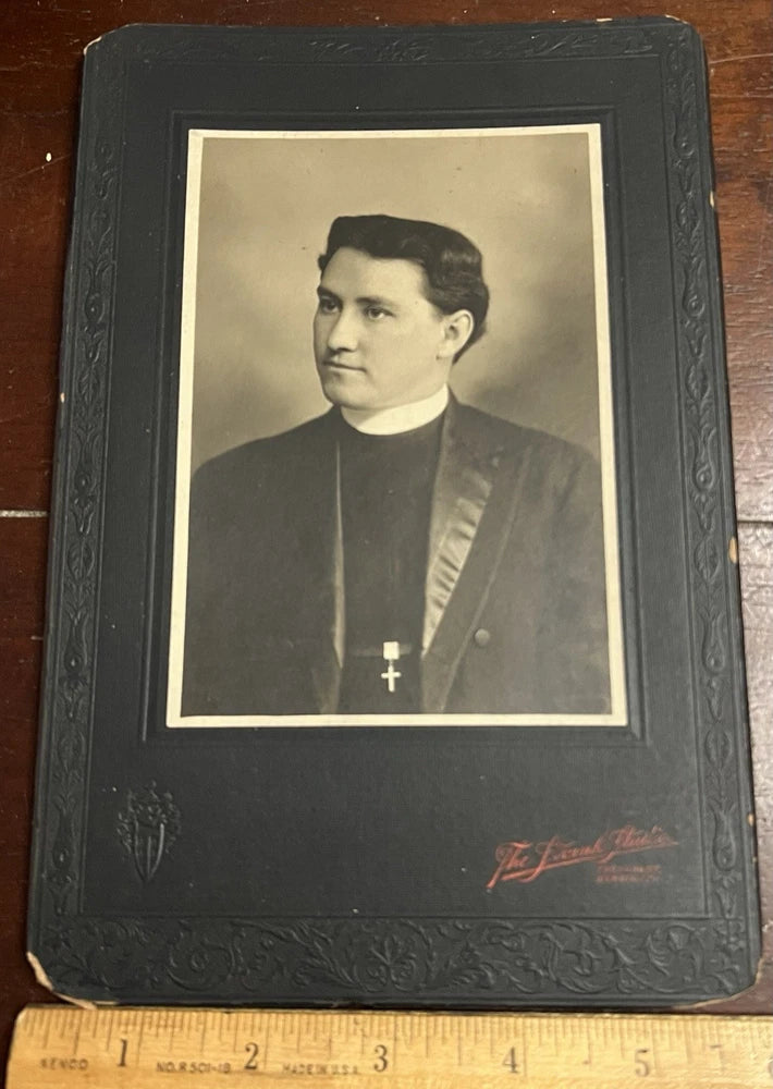 Photo on Board, Clergy, White Collar, Cross, Photogr Strunk Studio, Reading PA Model