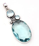 Aquamarine Gemstone 925 Sterling Silver Handmade Jewelry Pendant 2.15