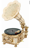 Wooden Puzzles Gramophone for Adults - DIY Mechanical Model Kit 1:1 Replica Reco Model