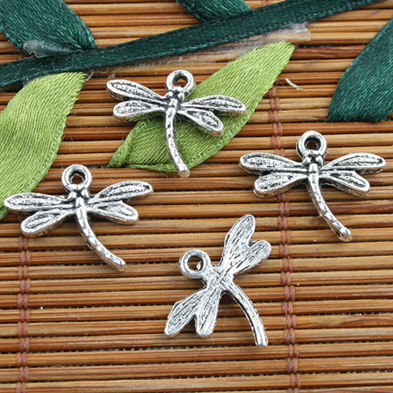 Alloy metal Tibetan Silver color  dragonfly design charms 60pcs EF0123 Charms