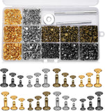 240 Set Leather Rivets Kit 4 Colors 3 Sizes Double Cap DIY Craft Repair Set Model