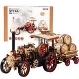 Robotime Rokr Car Model Building Kit 3D Wooden Puzzle Steam Kit 1:28 Mechanical Model