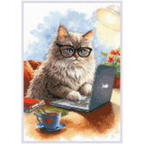 Riolis counted cross stitch kit "Writer of Meowmoirs", 21x30cm, DIY Model
